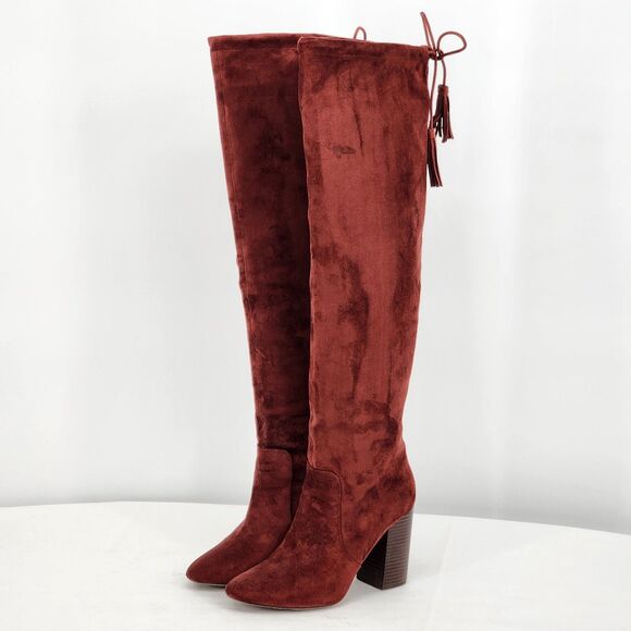 Call It Spring Mequel Tall Slouch Knee High Red Boots Size 8.5 - Picture 3 of 14